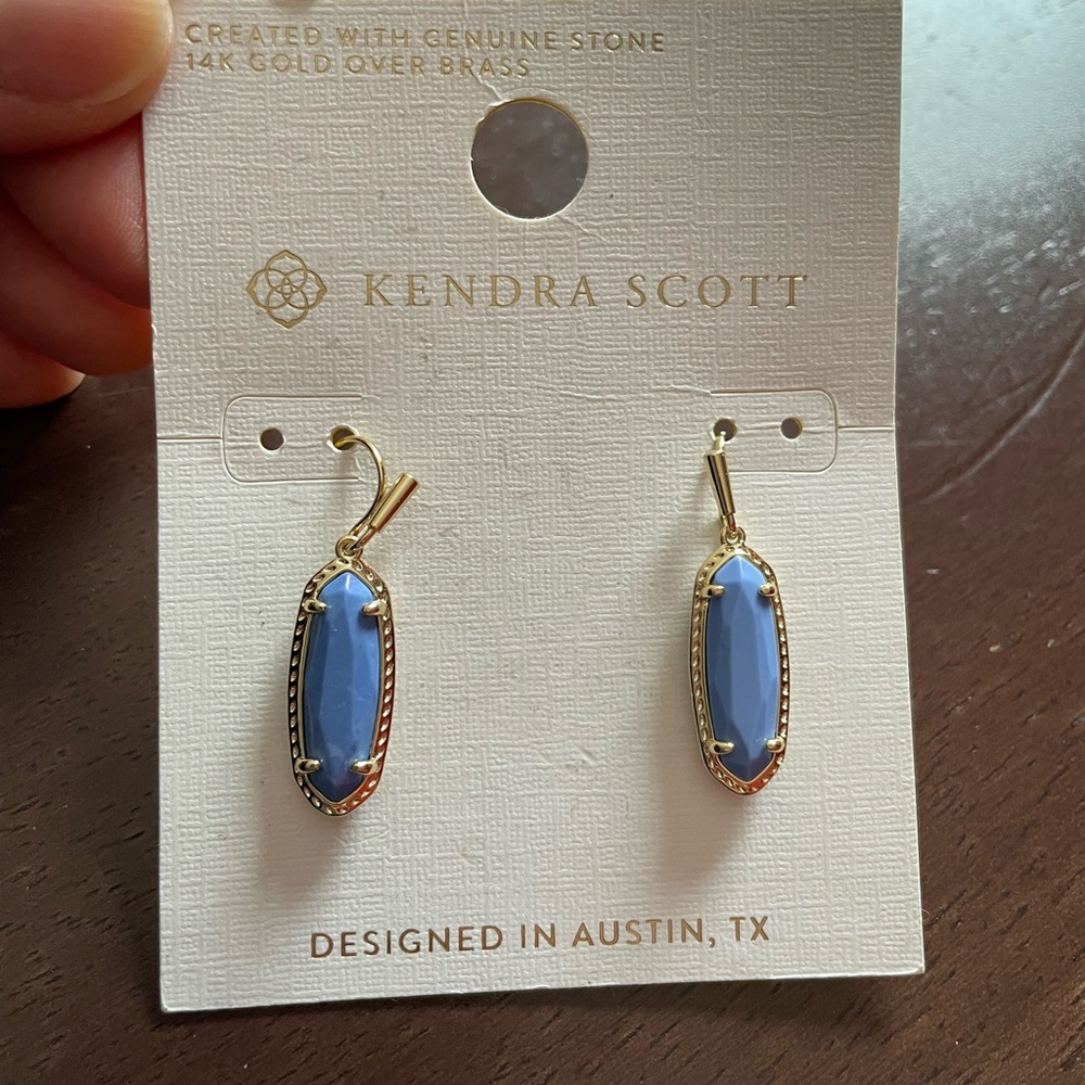 Kendra Scott Gold Earrings with Blue Accents